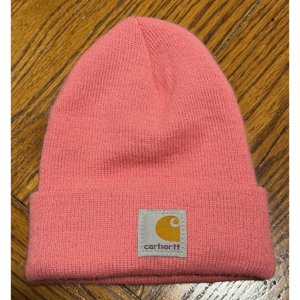 Carhartt Toddler Knit Beanie Hat Pink Logo Patch One Size Fits Fall
